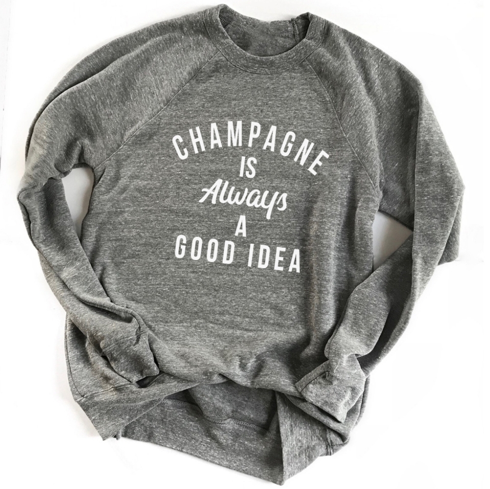 Heather Gray Crew Neck Sweaters with Graphic Designs